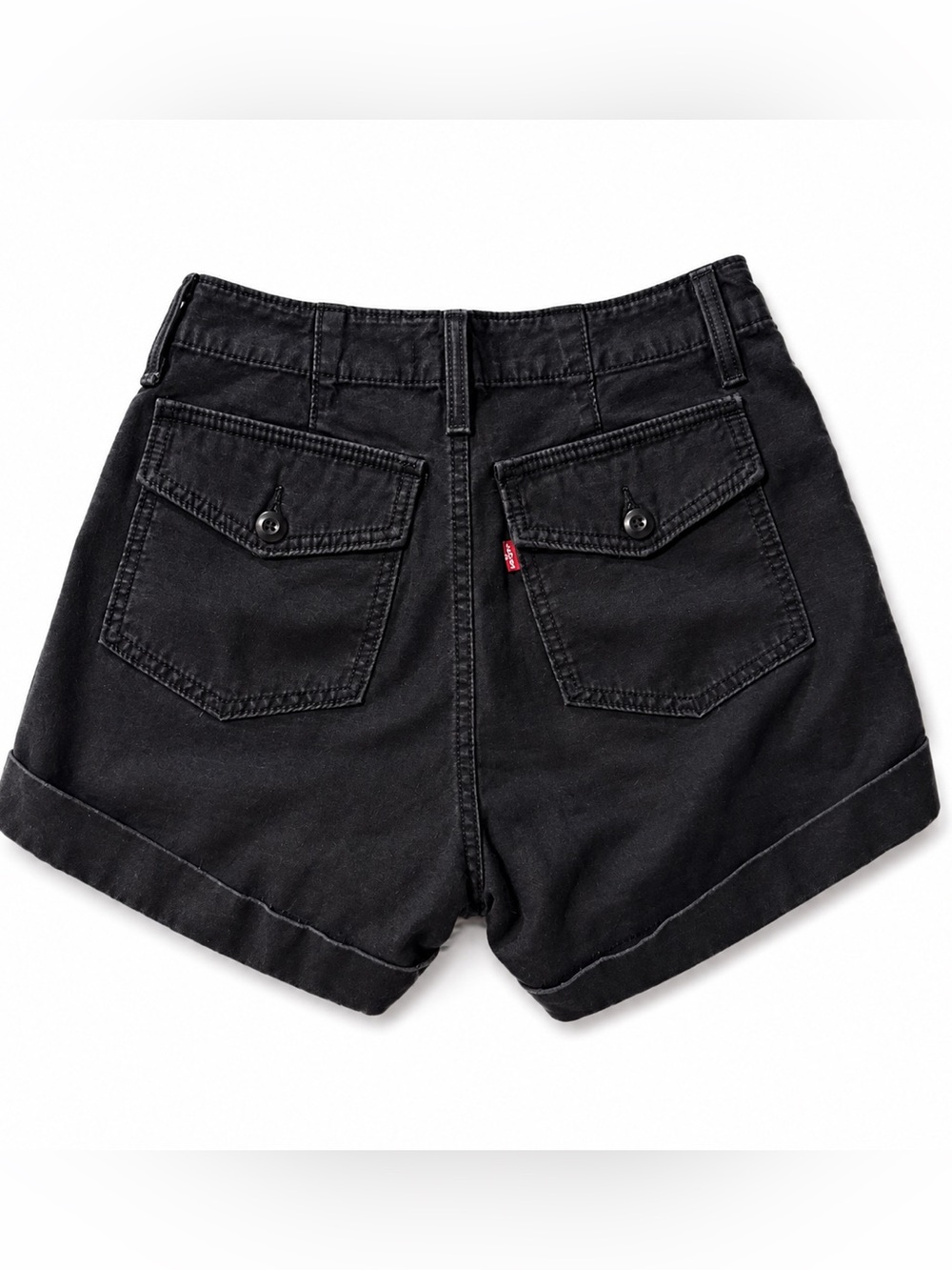 Levi’s Ribcage High Rise Shorts Black Water<Less Cotton W26-US2/4 - Picture 3 of 5